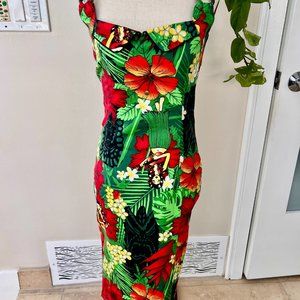 Sexy Voodoo Vixen Hawaiian Holiday Tropical Retro Wiggle Pinup Dress - Sz S